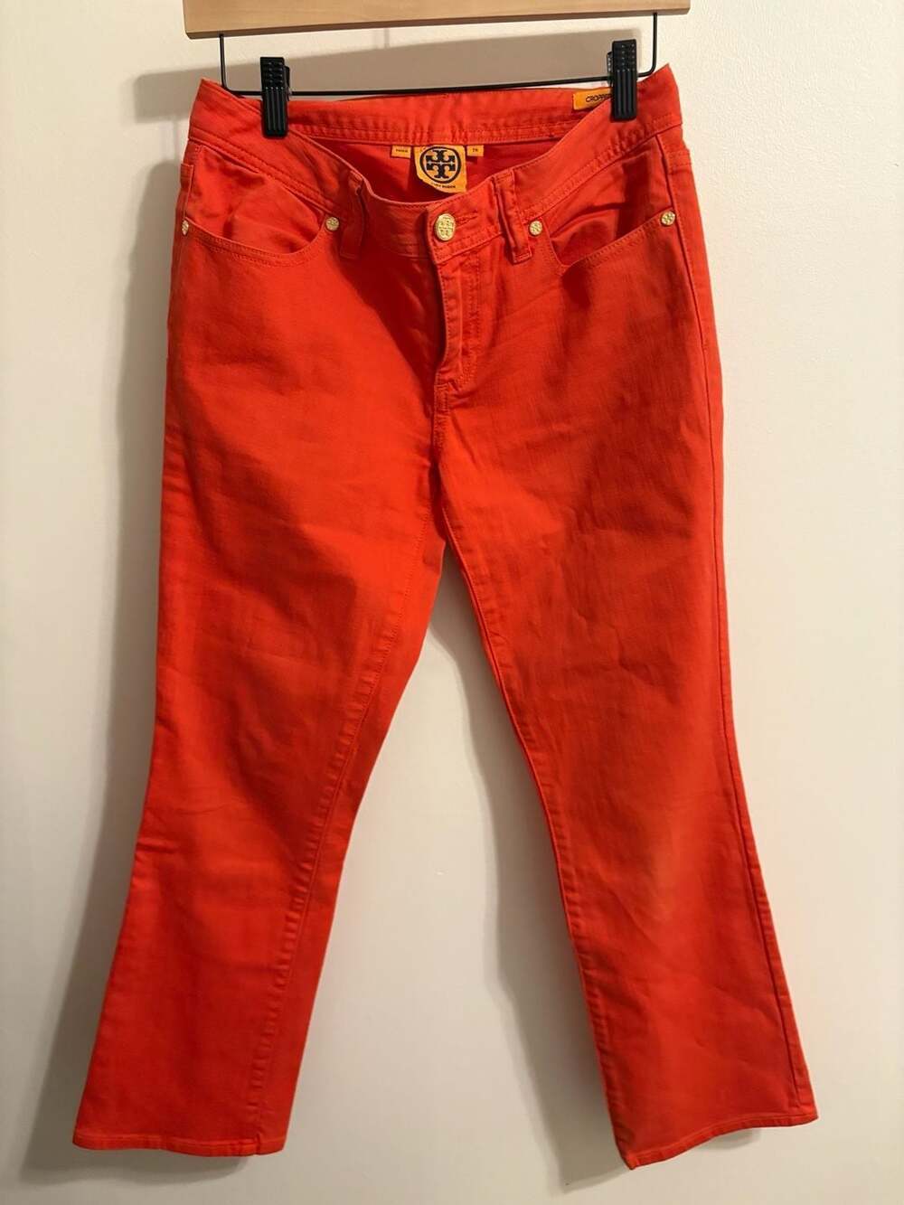 Tory Burch Orange Cropped Jeans Size 26 - Picture 2 of 7